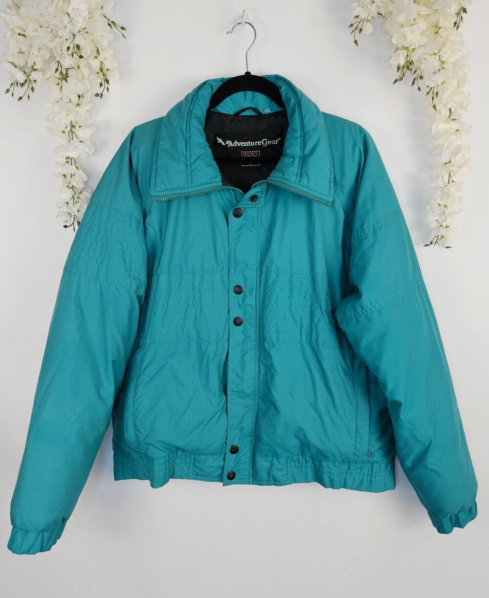 Vintage Adventure Gear Down Puffer Jacket Size Large Teal 90s Y2K Outdoor Lodge